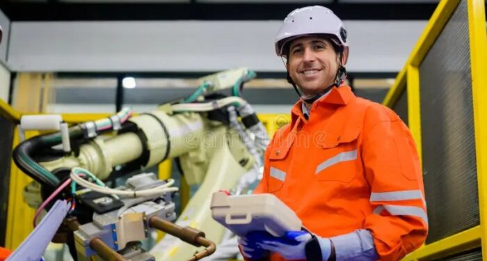 Professional Technicians Team Checking Parts of Automatic Robotic ...